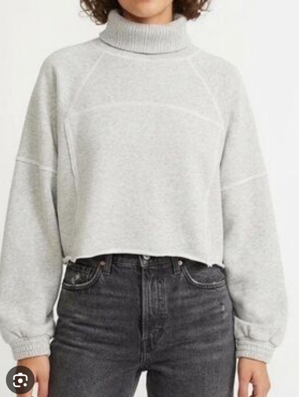 aerie Gray Sweater Women Cowl Turtleneck Baggy Sleeve Pullover Loungerwear SzXL